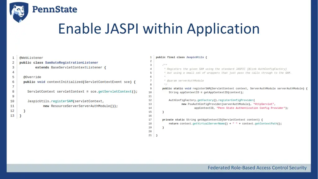 enable jaspi within application