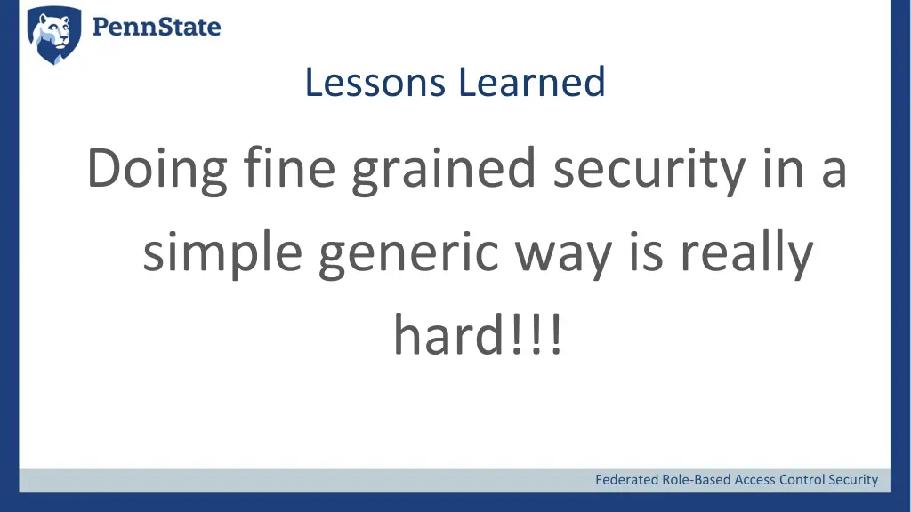 lessons learned