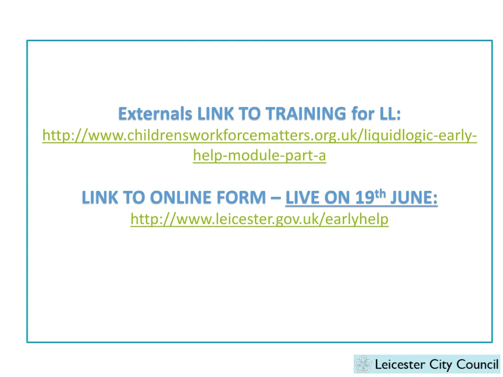 externals link to training for ll http