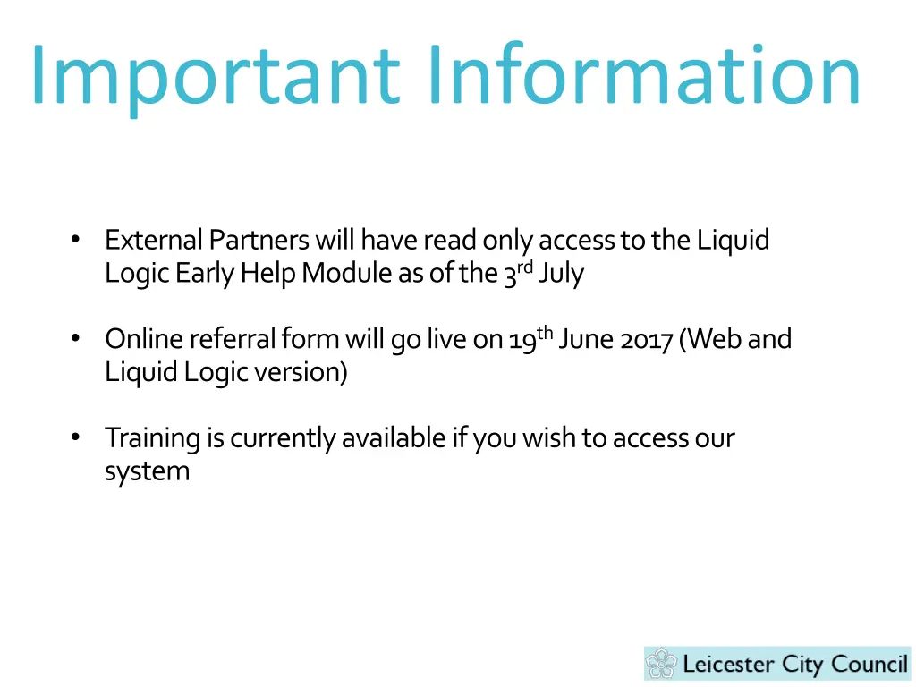 important information external partners will have