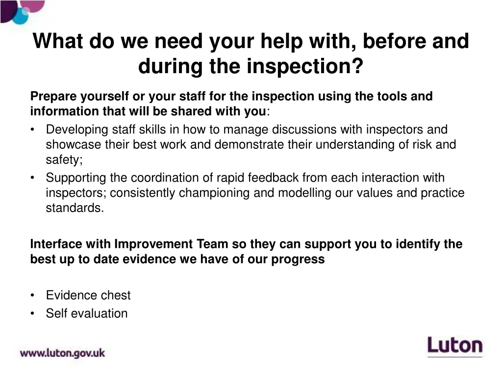 what do we need your help with before and during