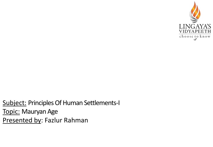subject principles of human settlements i topic