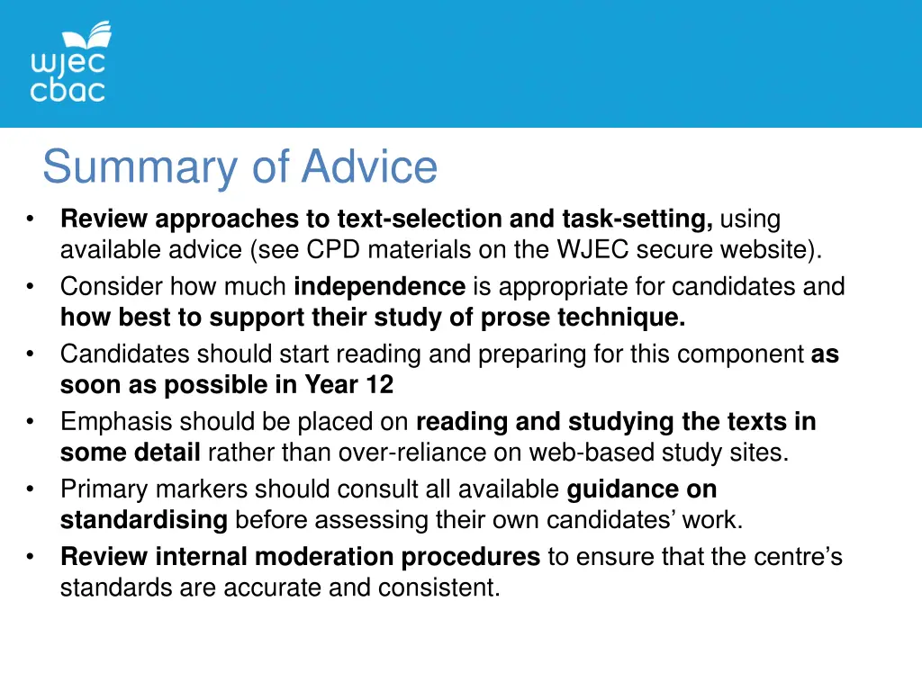 summary of advice review approaches to text