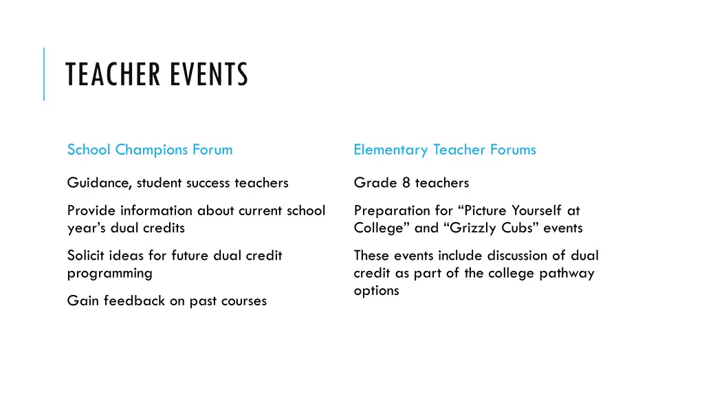 teacher events