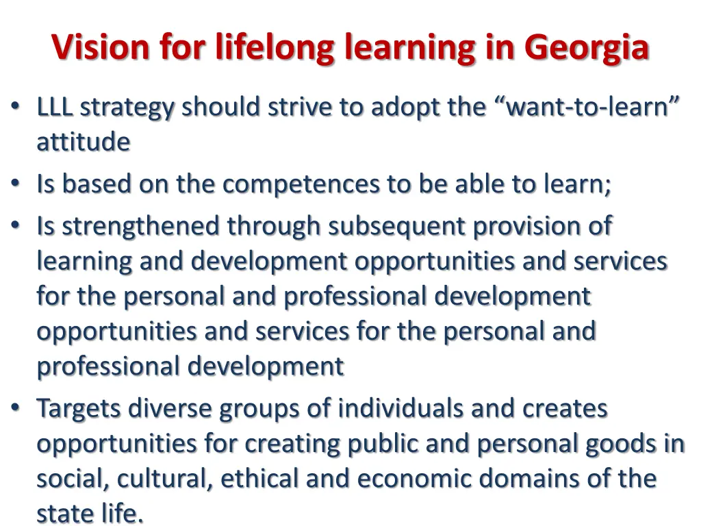 vision for lifelong learning in georgia