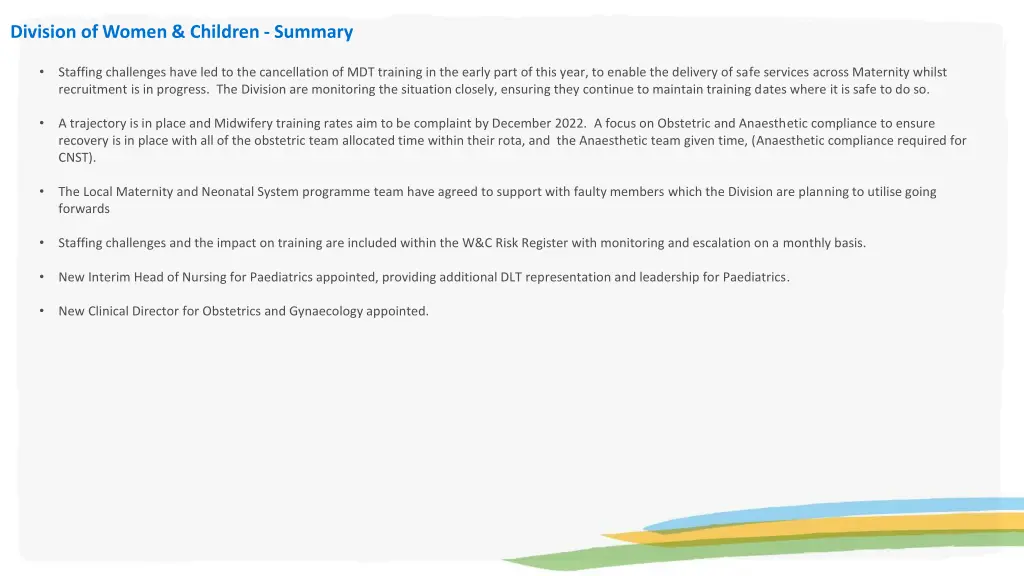 division of women children summary
