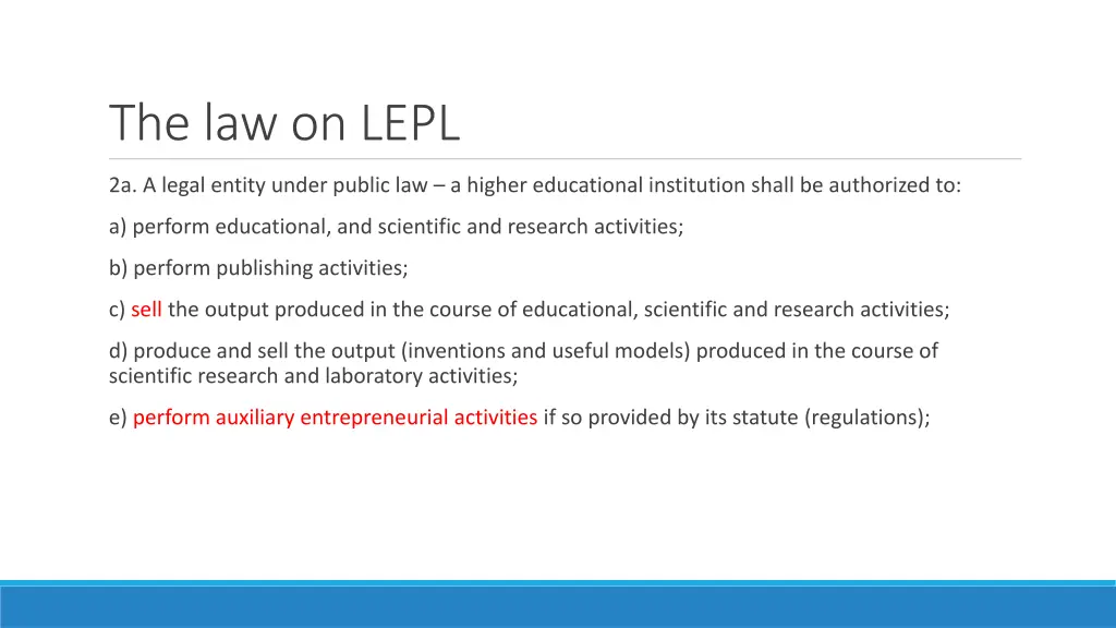 the law on lepl