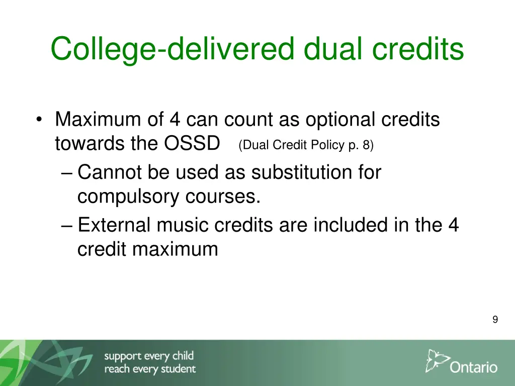 college delivered dual credits 1