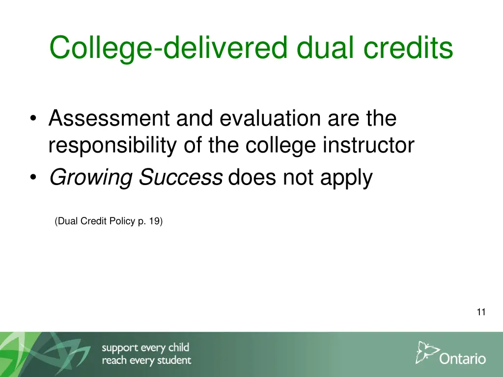 college delivered dual credits 3