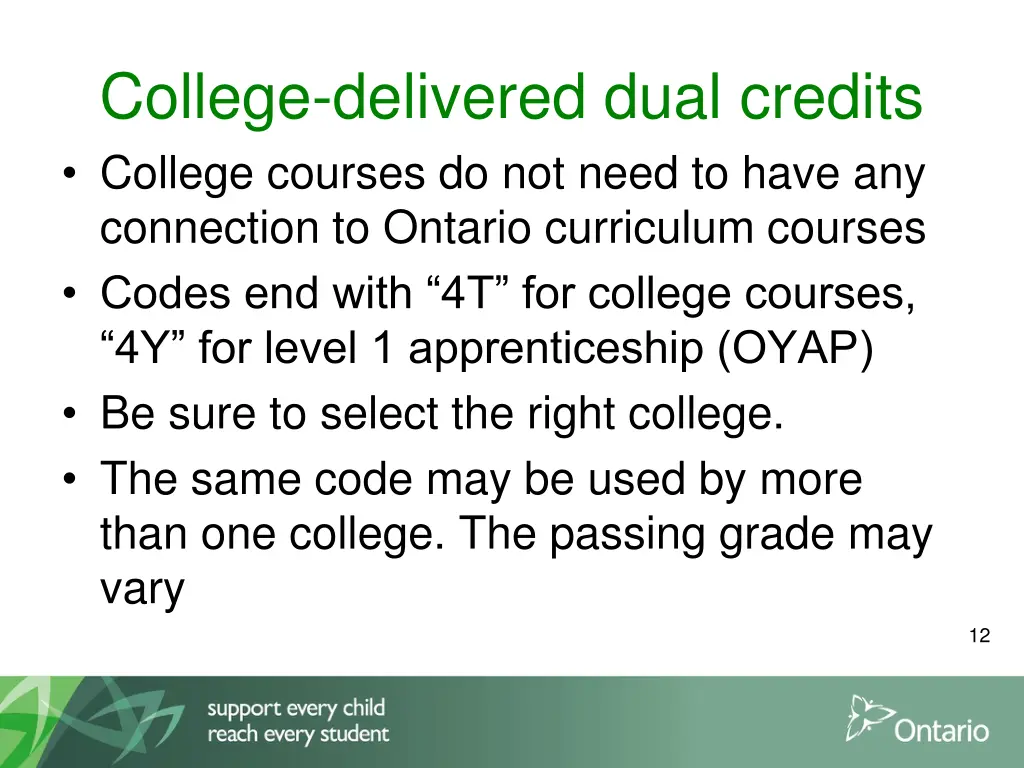 college delivered dual credits college courses