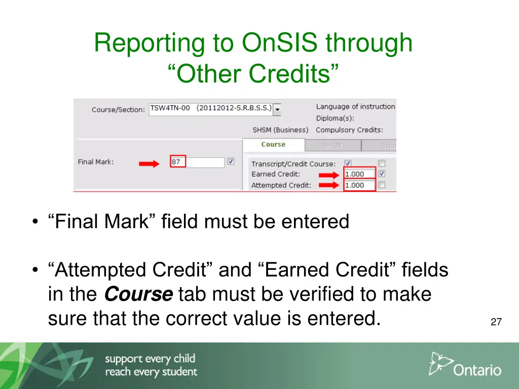 reporting to onsis through other credits 3