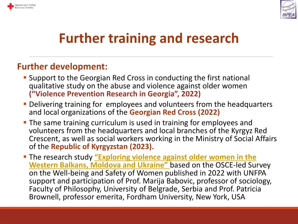 further training and research