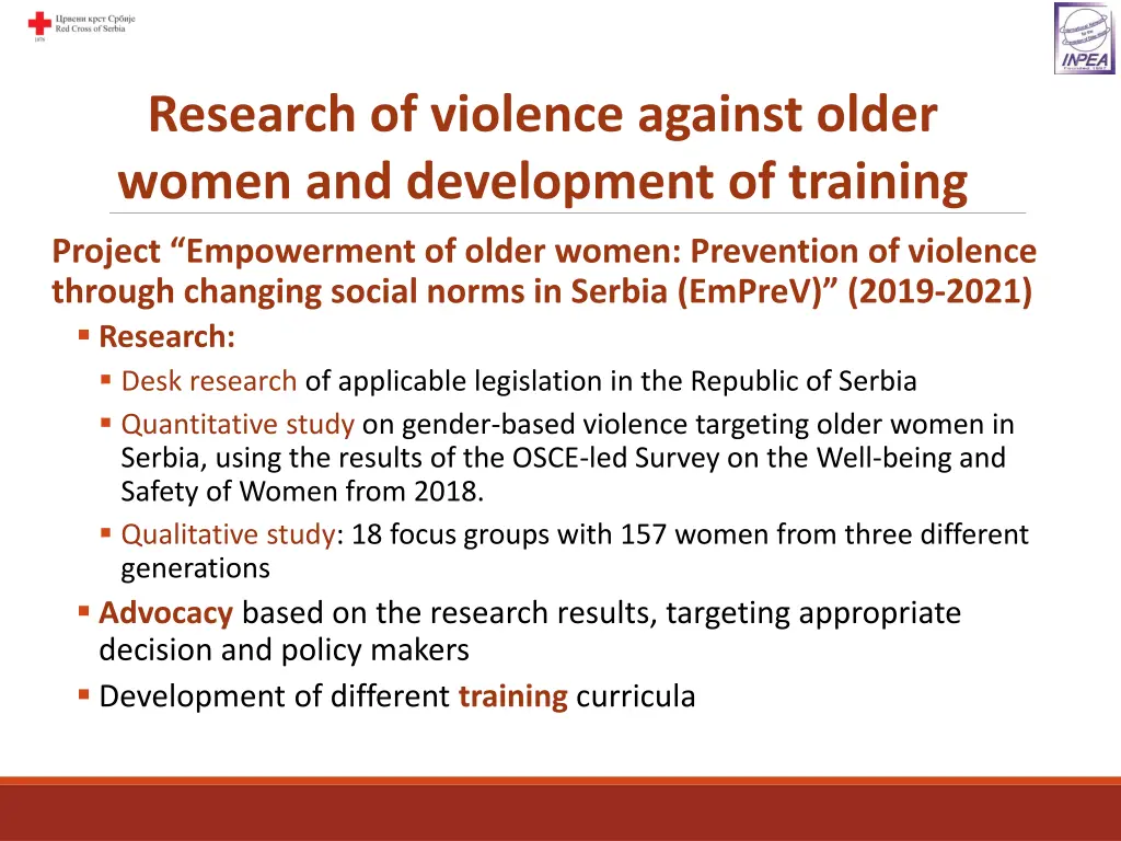research of violence against older women