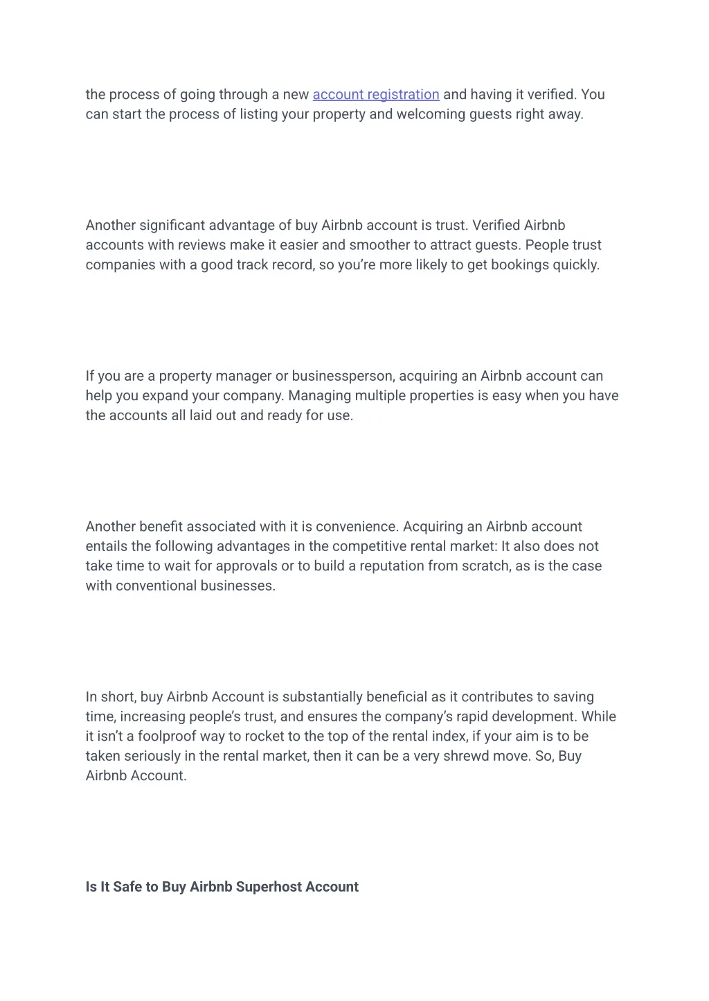 the process of going through a new account