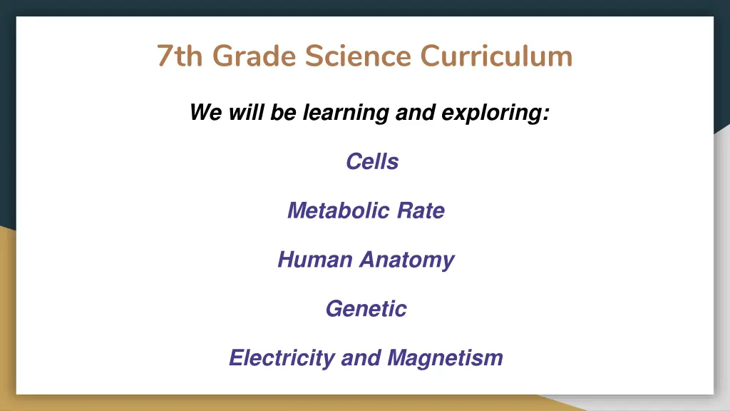 7th grade science curriculum
