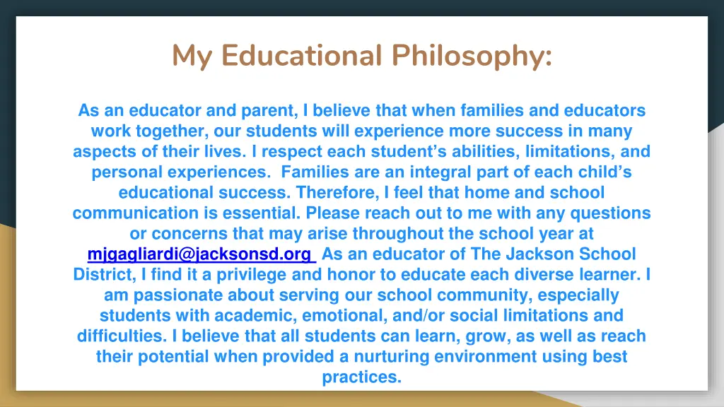 my educational philosophy