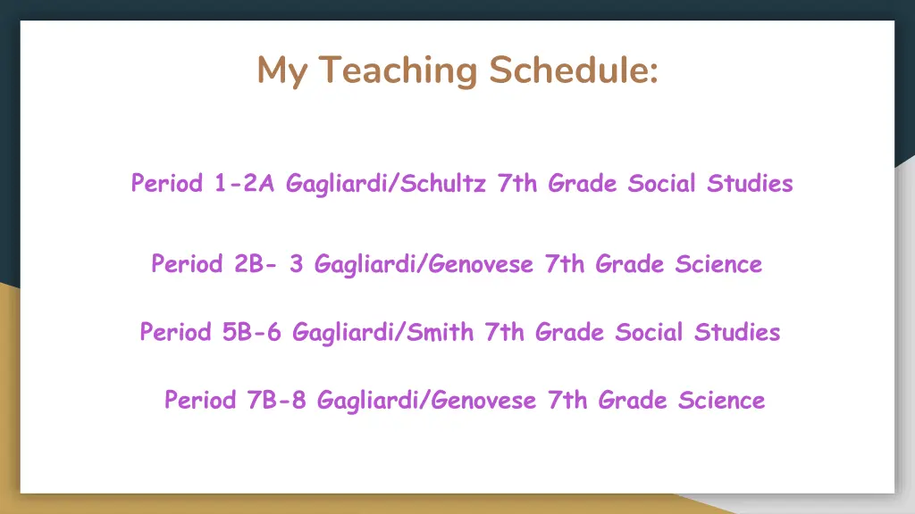 my teaching schedule