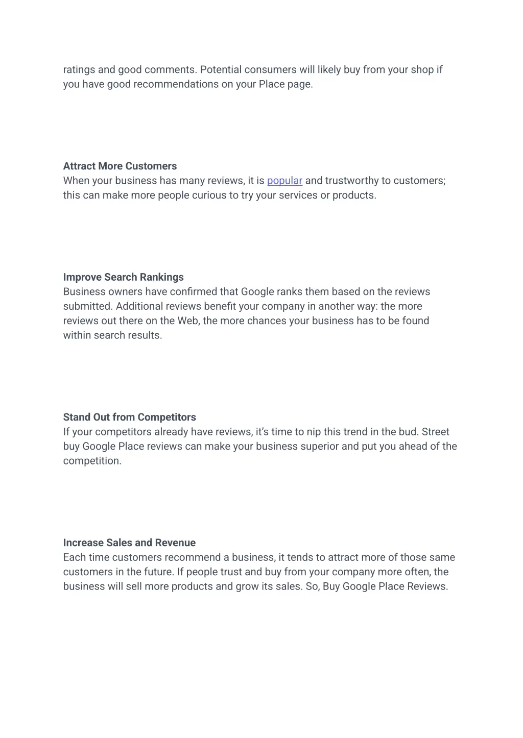 ratings and good comments potential consumers