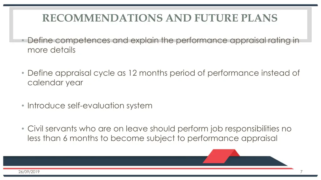 recommendations and future plans