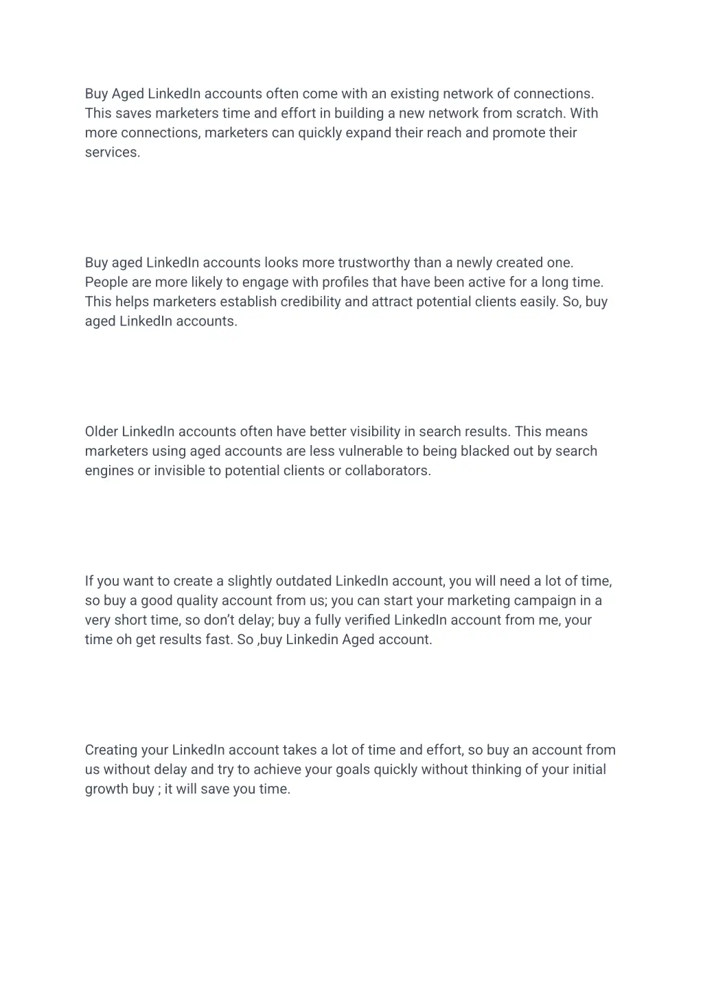 buy aged linkedin accounts often come with