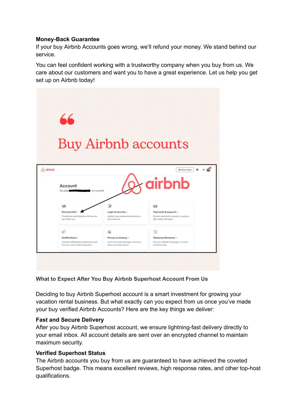 money back guarantee if your buy airbnb accounts