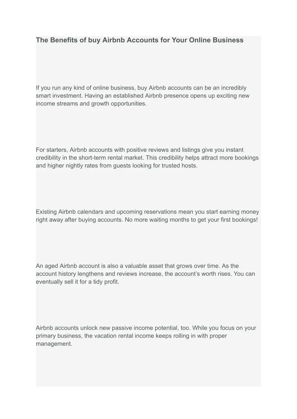the benefits of buy airbnb accounts for your