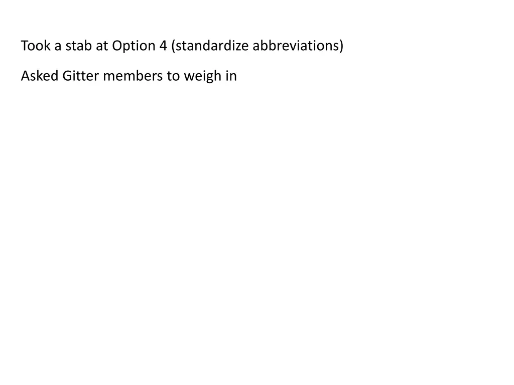 took a stab at option 4 standardize abbreviations