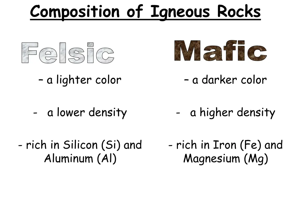 composition of igneous rocks