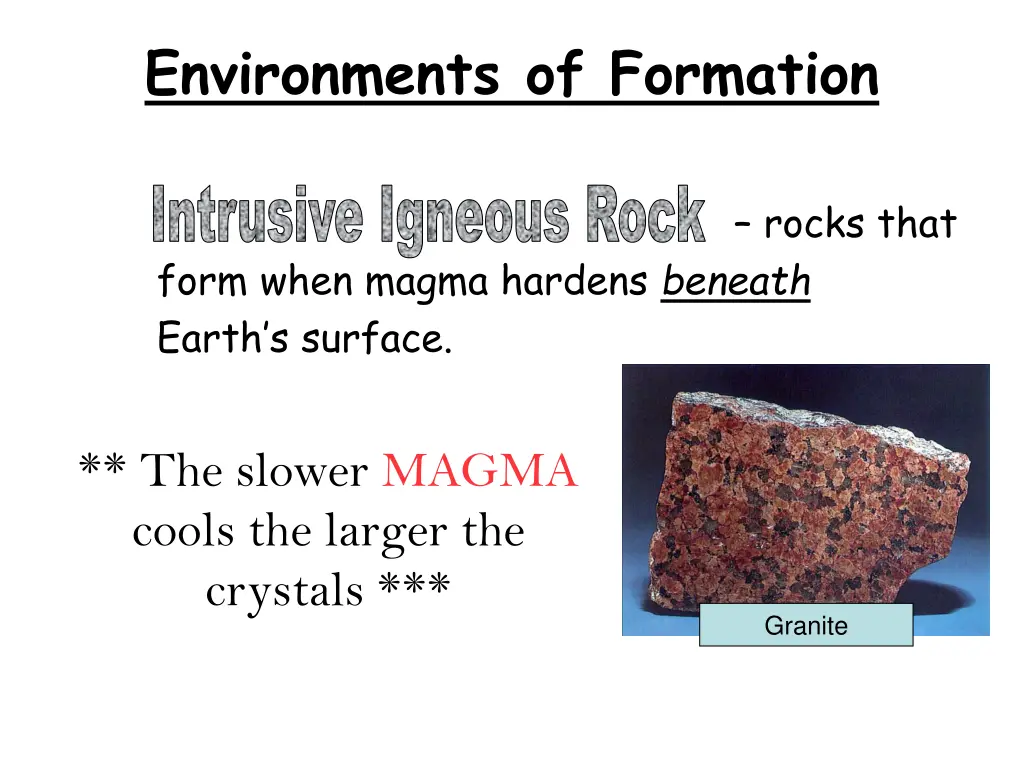 environments of formation 1