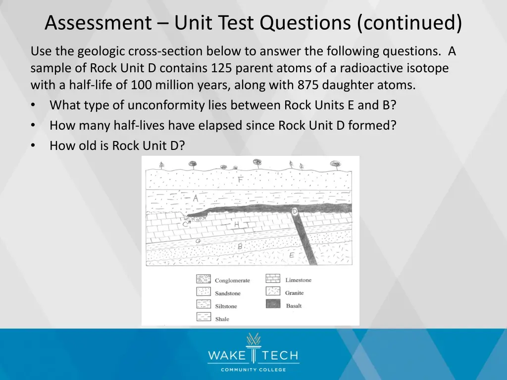 assessment unit test questions continued