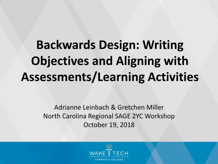 backwards design writing objectives and aligning