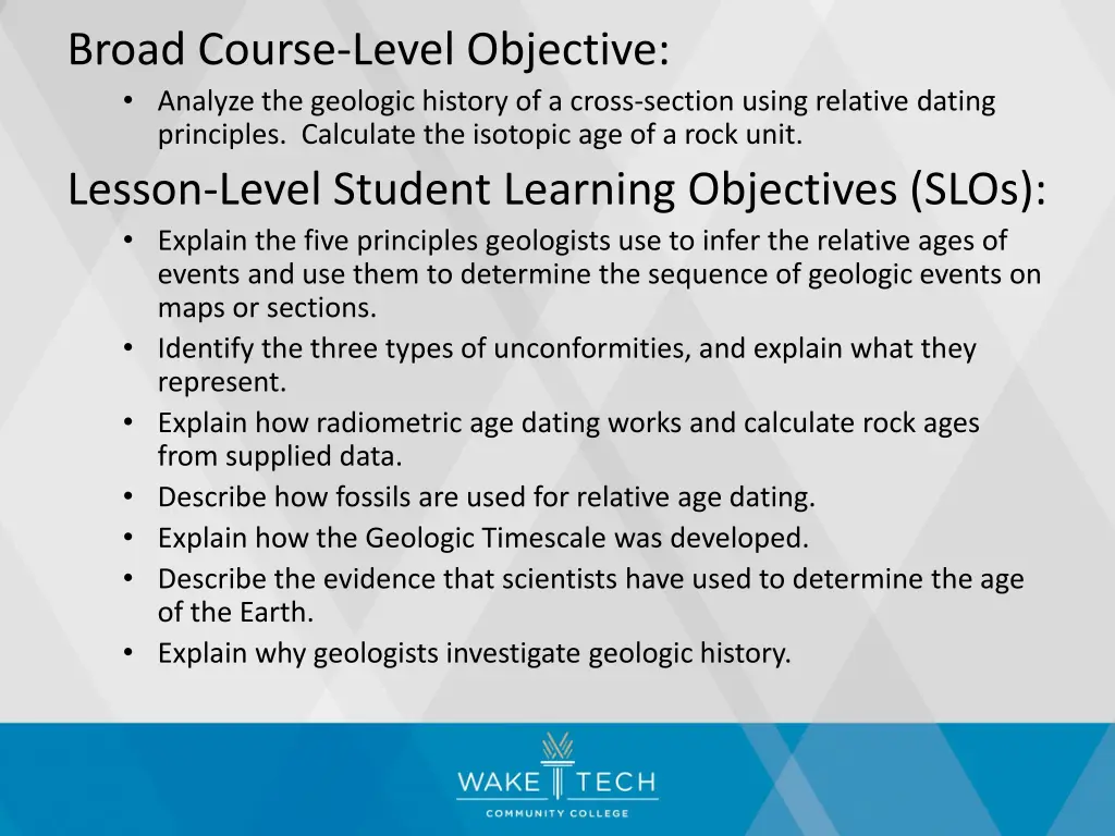 broad course level objective analyze the geologic