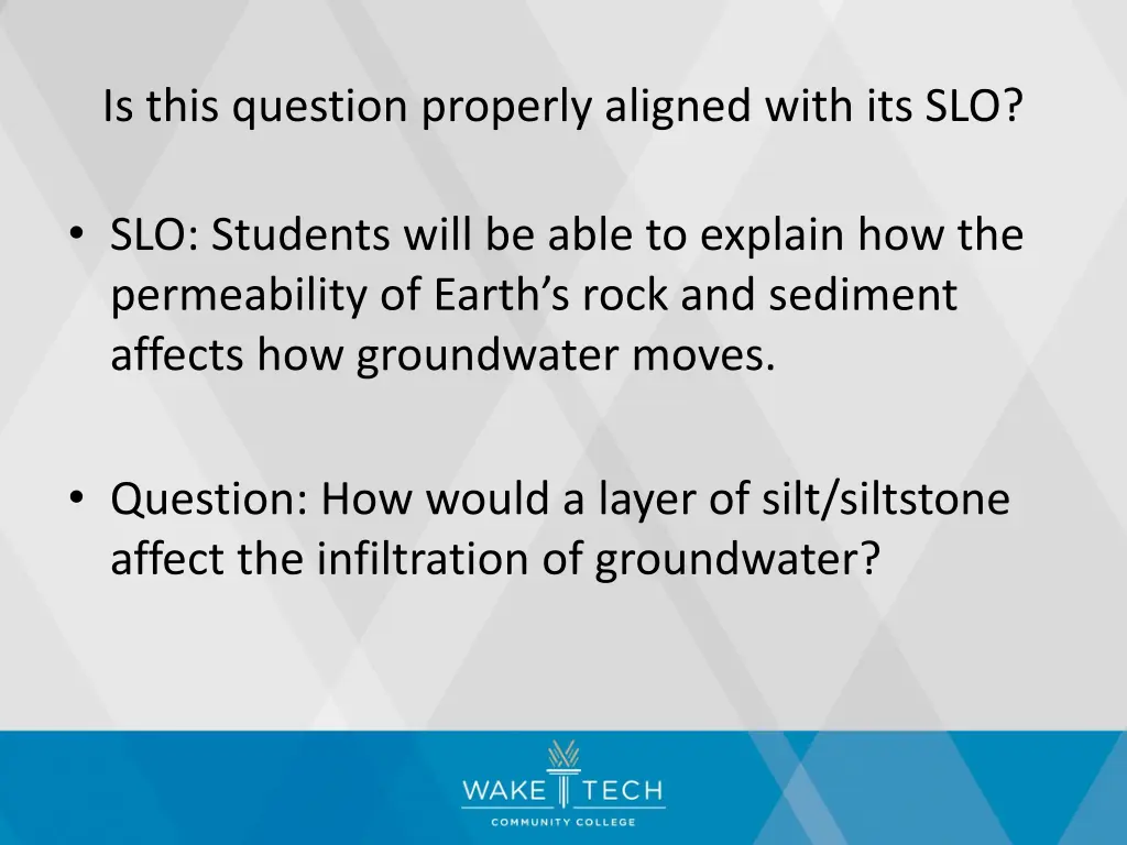 is this question properly aligned with its slo 1