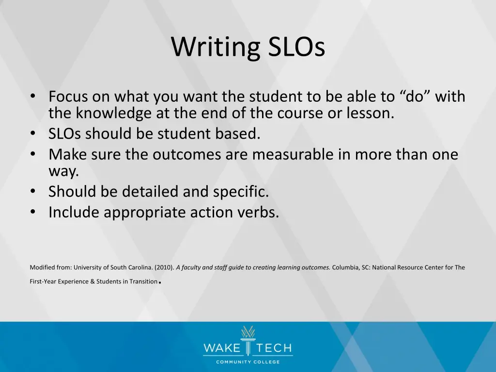 writing slos