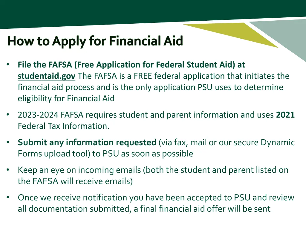 how to apply for financial aid
