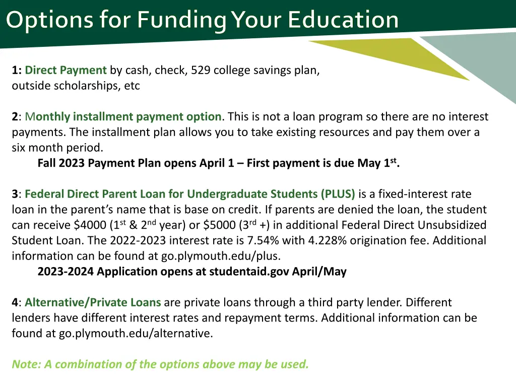 options for funding your education