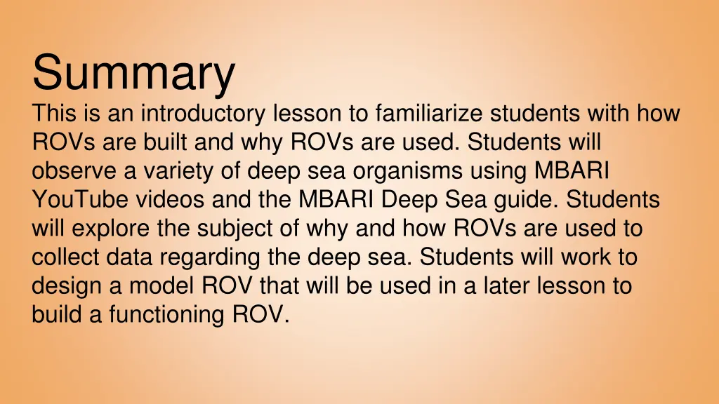 summary this is an introductory lesson