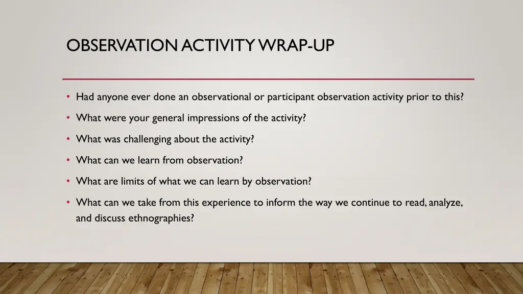 observation activity wrap up