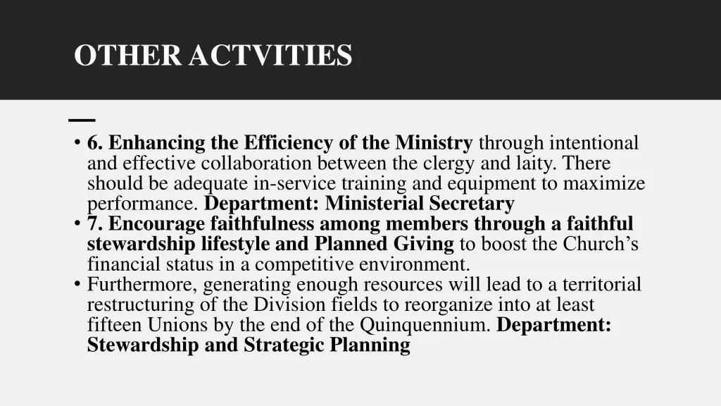other actvities