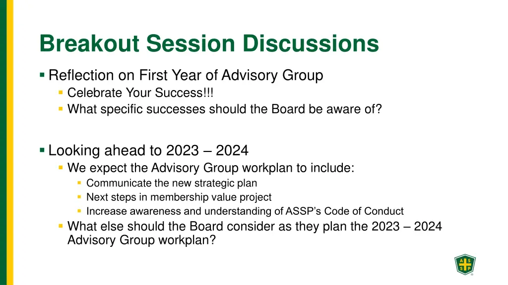 breakout session discussions