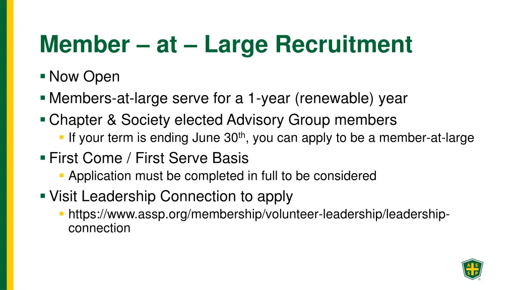 member at large recruitment