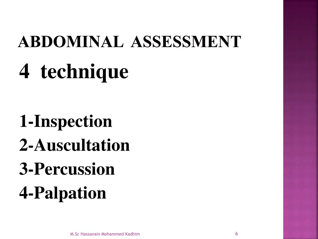 abdominal assessment 4 technique