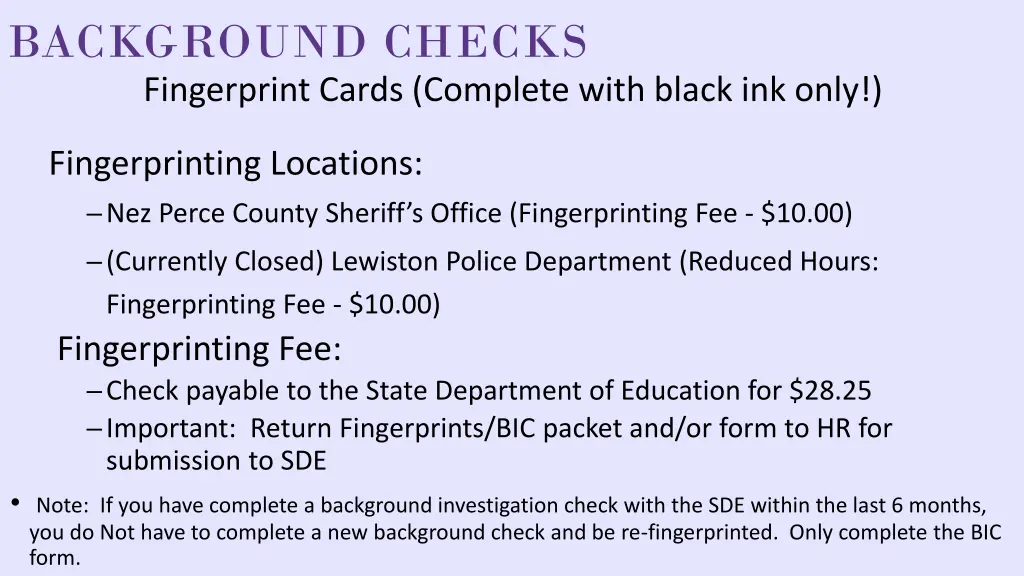 background checks fingerprint cards complete with