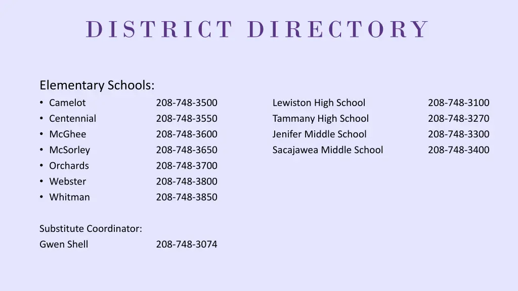 district direct ory