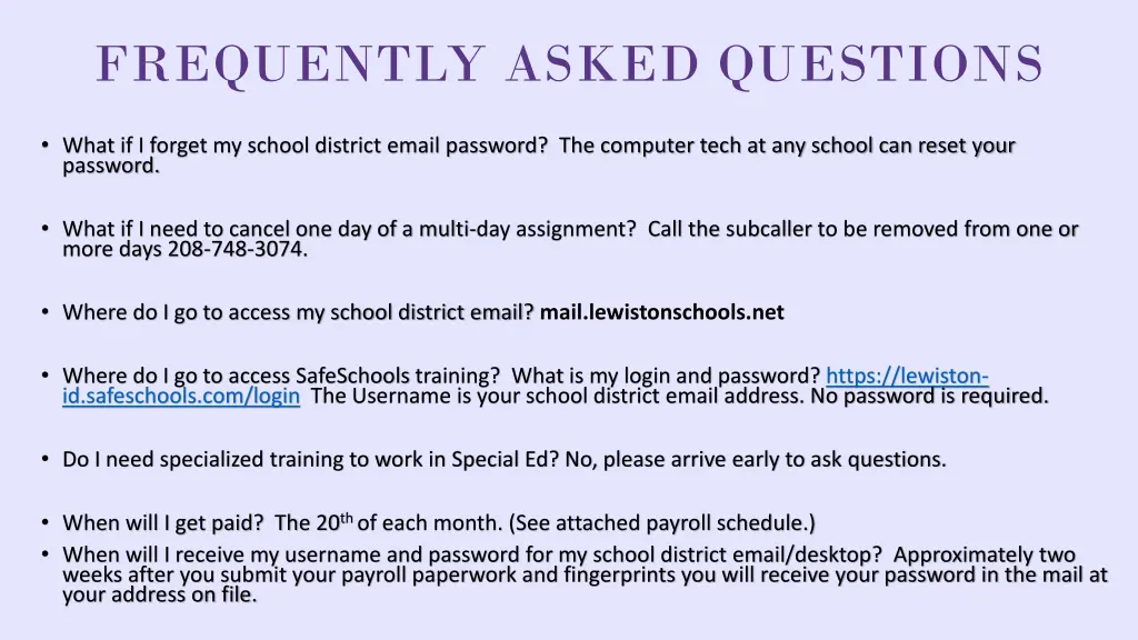 frequently asked questions