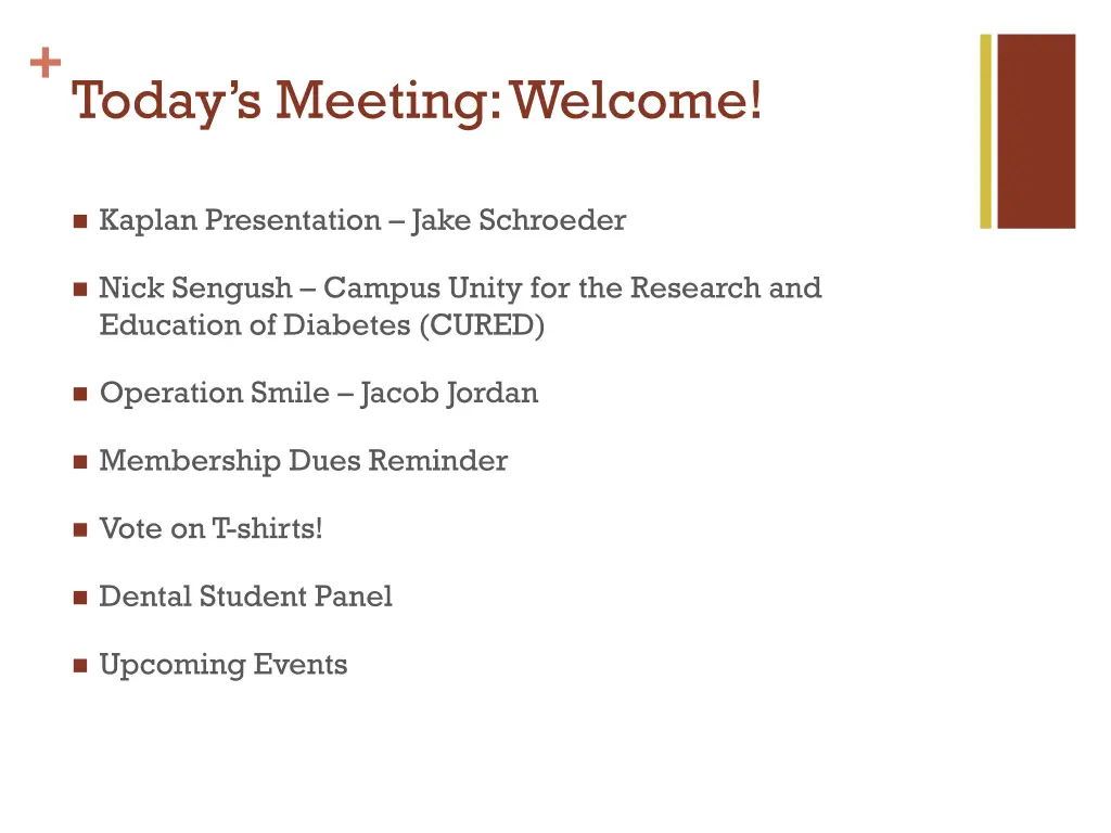 today s meeting welcome