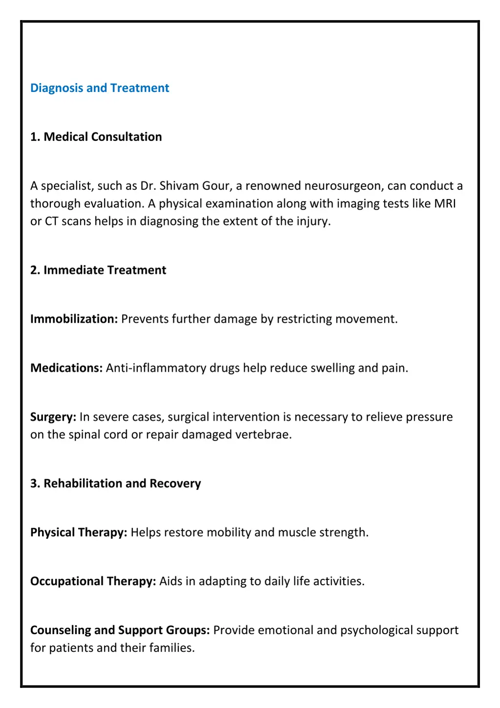 diagnosis and treatment