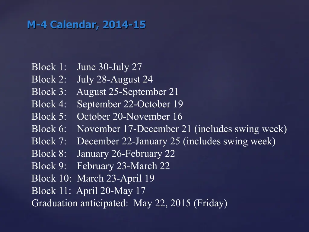 m 4 calendar 2014 15