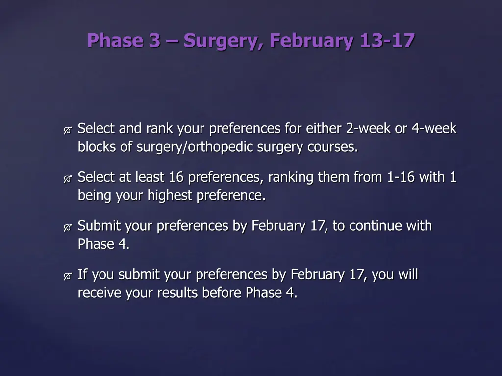 phase 3 surgery february 13 17