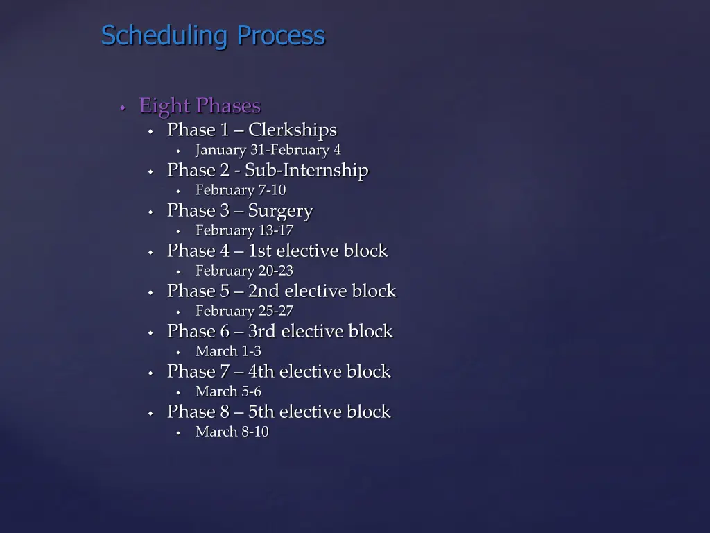 scheduling process